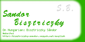 sandor bisztriczky business card